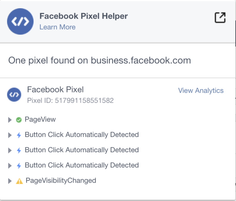 facebook pixel helper